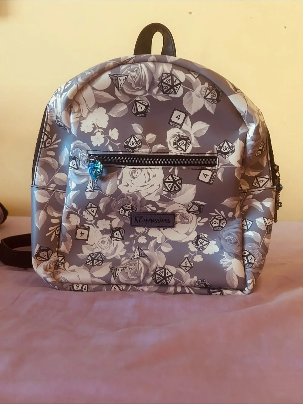 Loungefly Gray Floral & Dice Mini Backpack